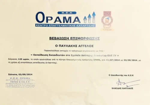 Κ.Ε.Κ Όραμα - Εκπαίσεθση Εκπαιδευτών στα Σχολεία Δεύερης Ευκαιρίας. Κ.Ε.Κ Όραμα - Εκπαίσεθση Εκπαιδευτών στα Σχολεία Δεύερης Ευκαιρίας.